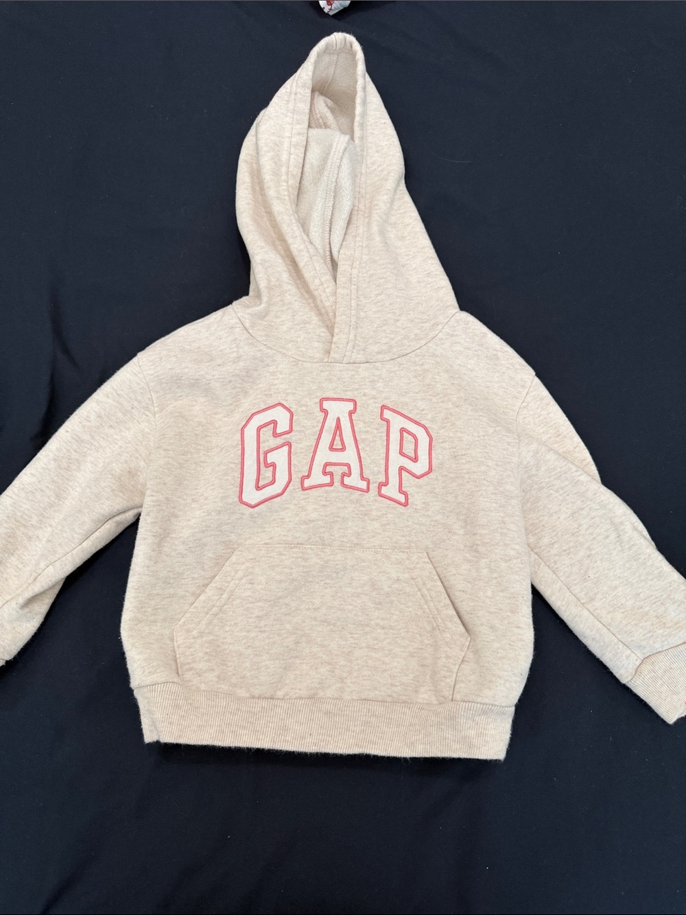 GAP Kids Light Beige Hoodie with Pink Logo